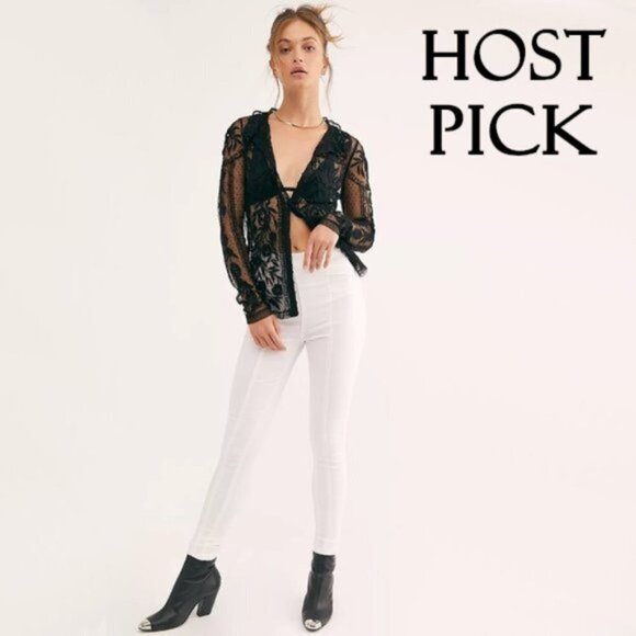 NWT Free People white stretchy cotton blend skinny jeans jeggings, 28 - Picture 1 of 9